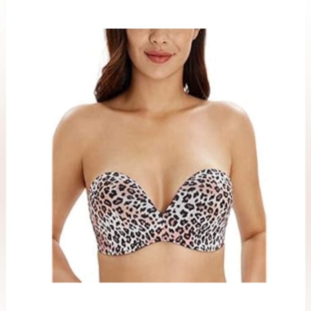 DotVol 36DD Animal Print Strapless Pushup Bra